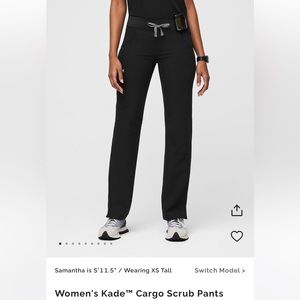 Women’s Kade Cargo Scrub Pants, Black, Small Petite